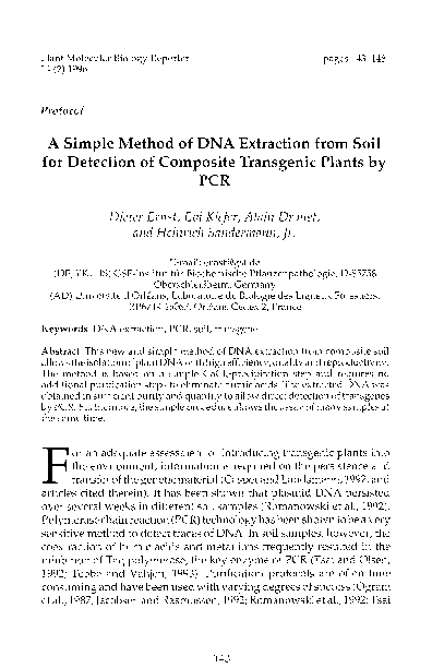 (PDF) A simple method of DNA extraction from soil for detection of ...