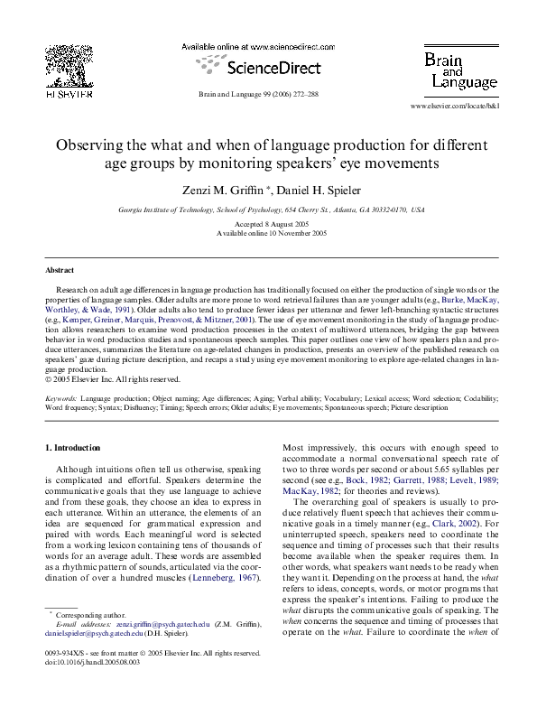 (PDF) Observing the what and when of language production for different ...
