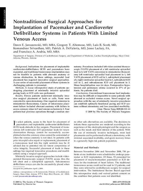 (PDF) Permanent pacemaker implantation in the cardiac catheterization