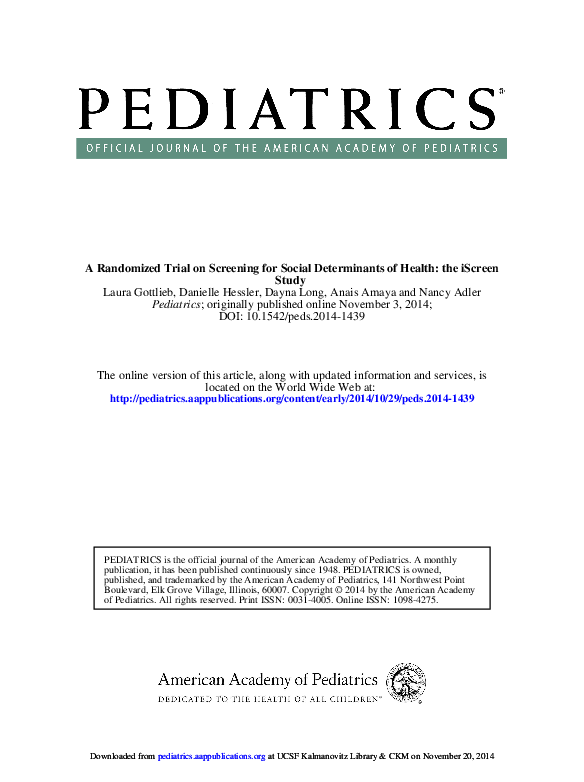 (PDF) A randomized trial on screening for social determinants of health ...