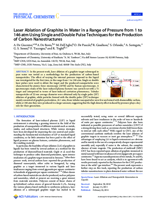 (PDF) Laser Ablation of Graphite in Water in a Range of Pressure from 1 ...