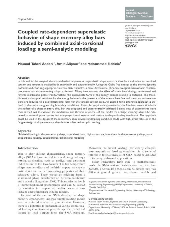 (PDF) Coupled rate-dependent superelastic behavior of shape memory ...