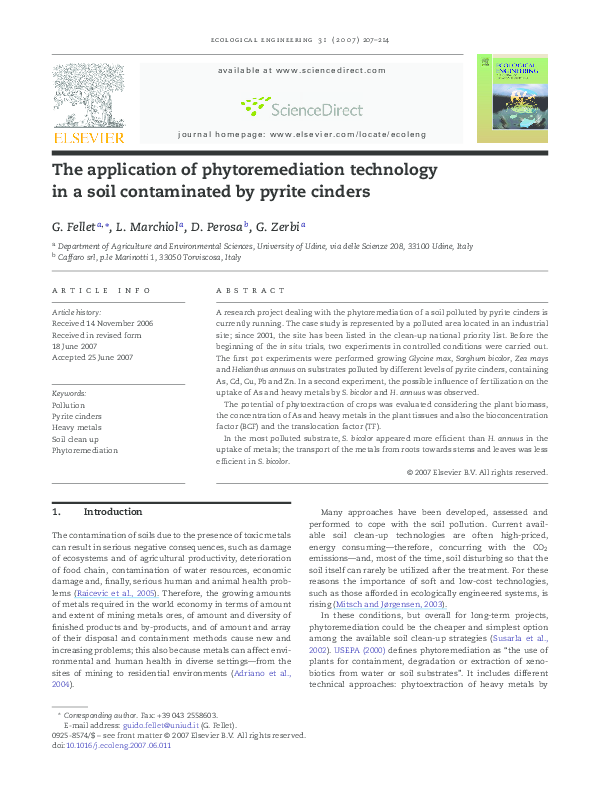 (PDF) The application of phytoremediation technology in a soil ...