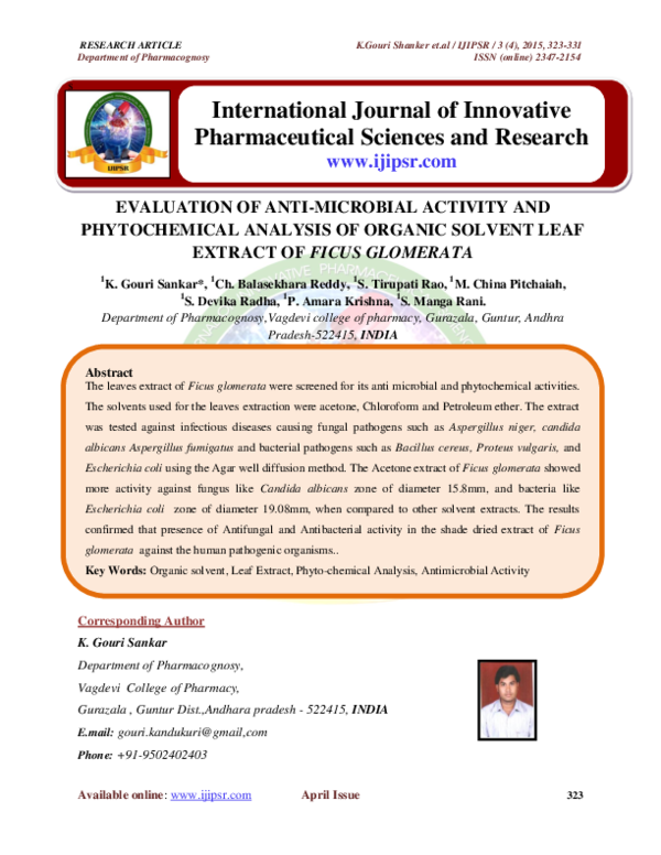 (PDF) Evaluation of antimicrobial activity and phytochemical screening ...
