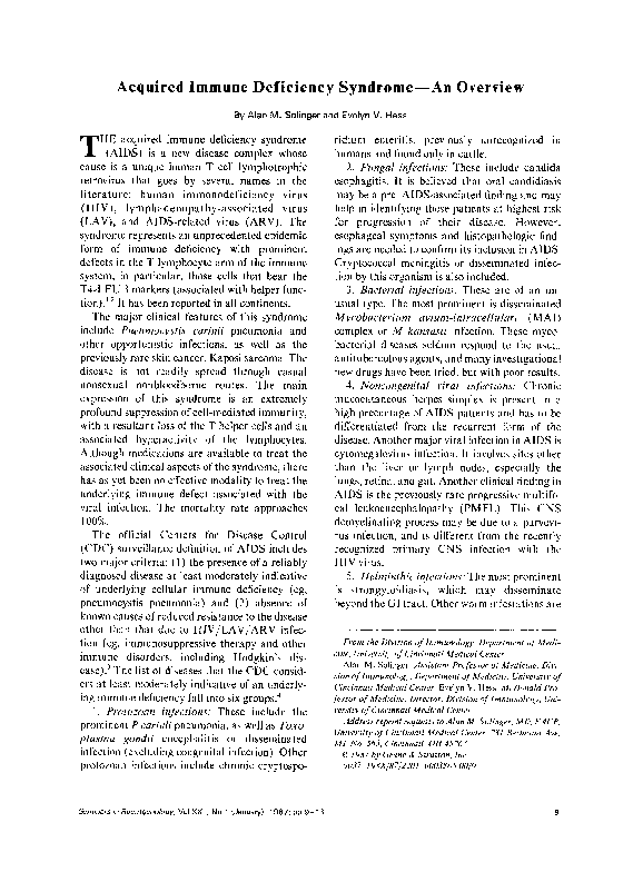 (PDF) Acquired immune deficiency syndrome--an overview