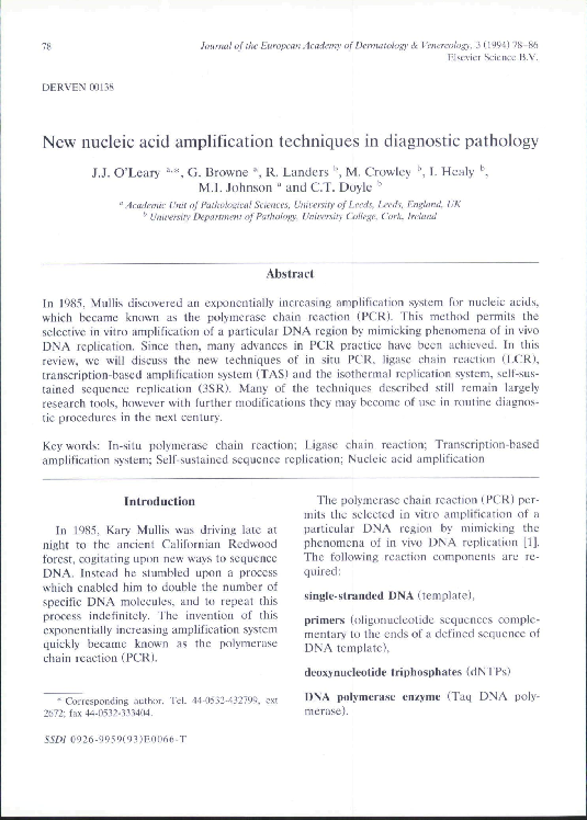 (PDF) New nucleic acid amplification techniques in diagnostic pathology