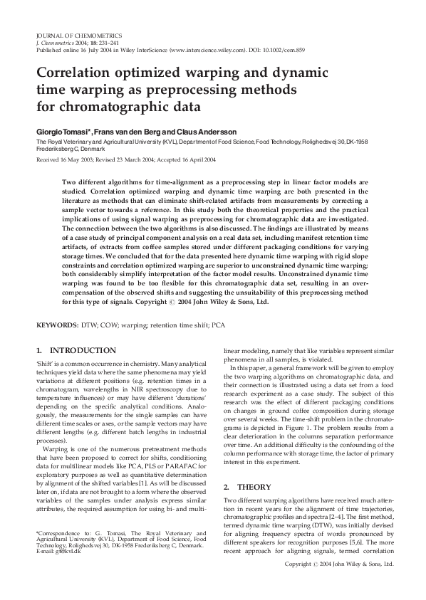 (PDF) Correlation optimized warping and dynamic time warping as ...