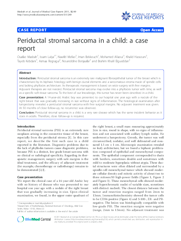 (PDF) Periductal stromal sarcoma in a child: a case report