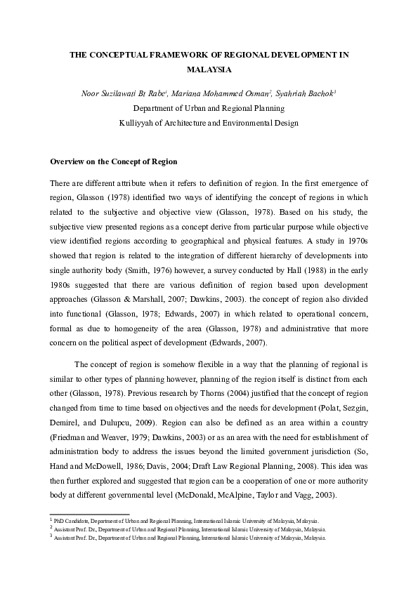 (DOC) THE CONCEPTUAL FRAMEWORK OF REGIONAL DEVELOPMENT IN MALAYSIA