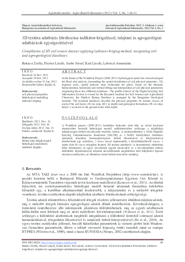 (PDF) Compilation of 3D soil texture dataset applying indicator kriging
