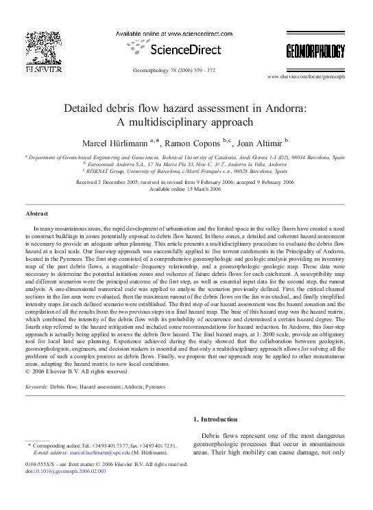 (PDF) Detailed debris flow hazard assessment in Andorra: A ...