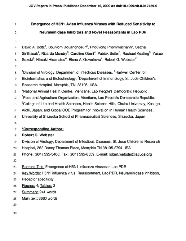 (PDF) Emergence of H5N1 avian influenza viruses with reduced ...