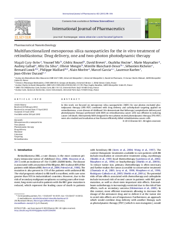 (PDF) Multifunctionalized mesoporous silica nanoparticles for the in ...