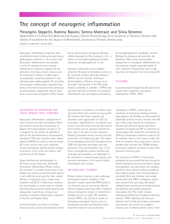 (PDF) The concept of neurogenic inflammation
