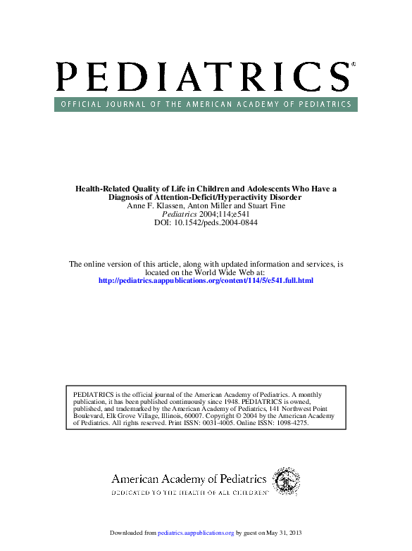 (PDF) Health-Related Quality of Life in Children and Adolescents Who ...