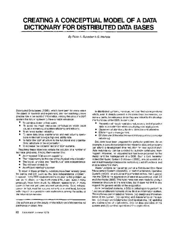 (PDF) Creating a conceptual model of a data dictionary for distributed ...