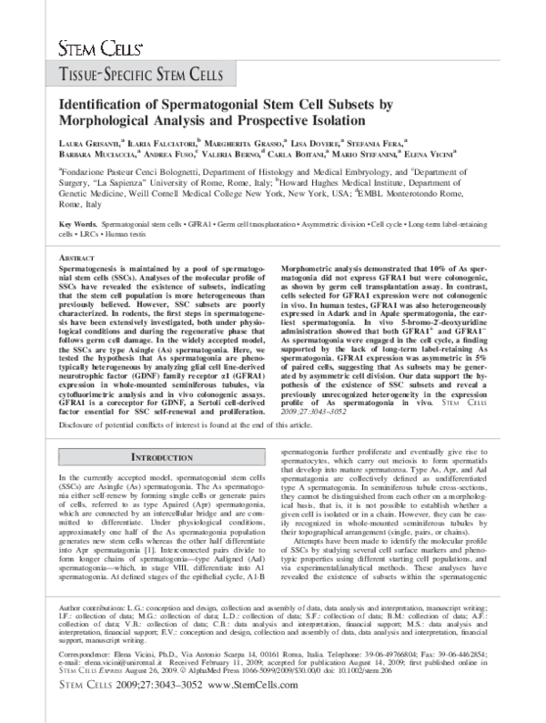(PDF) Identification of Spermatogonial Stem Cell Subsets by ...