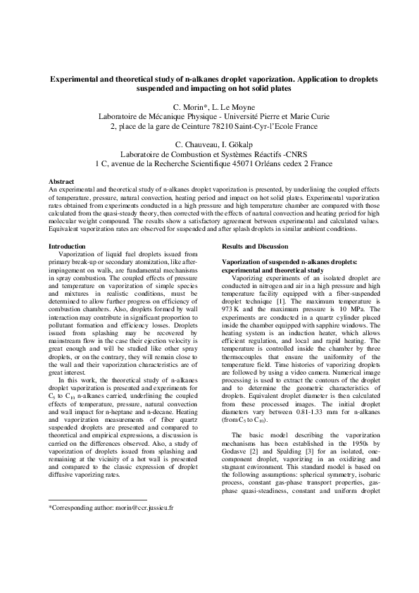 (PDF) Experimental and theoretical study of n-alkanes droplet ...