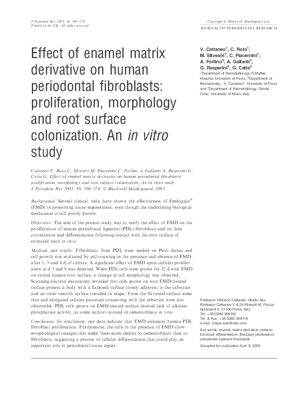 (PDF) Effect of enamel matrix derivative on human periodontal
