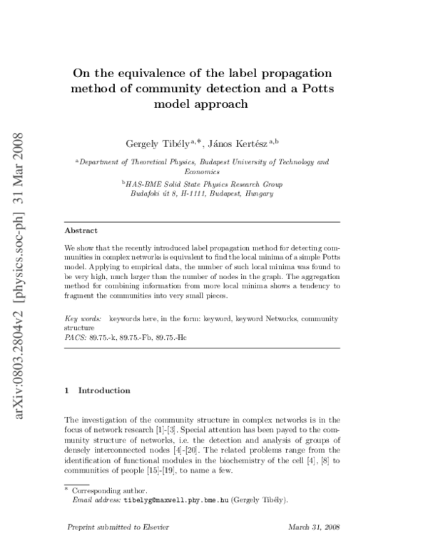(PDF) On the equivalence of the label propagation method of community ...