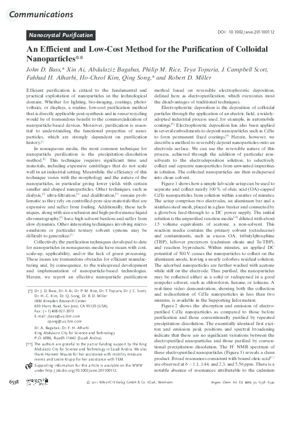 (PDF) An Efficient and Low-Cost Method for the Purification of ...