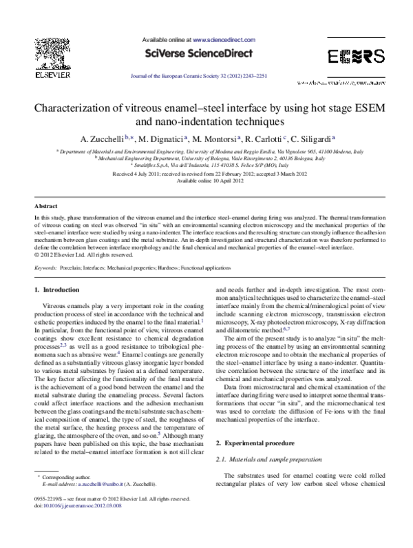 (PDF) Characterization of vitreous enamel–steel interface by using hot ...