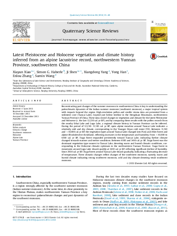 (PDF) Latest Pleistocene and Holocene vegetation and climate history ...