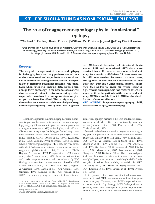 (PDF) The role of magnetoencephalography in “nonlesional” epilepsy