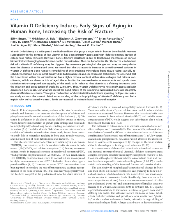 (PDF) Vitamin D Deficiency Induces Early Signs of Aging in Human Bone ...