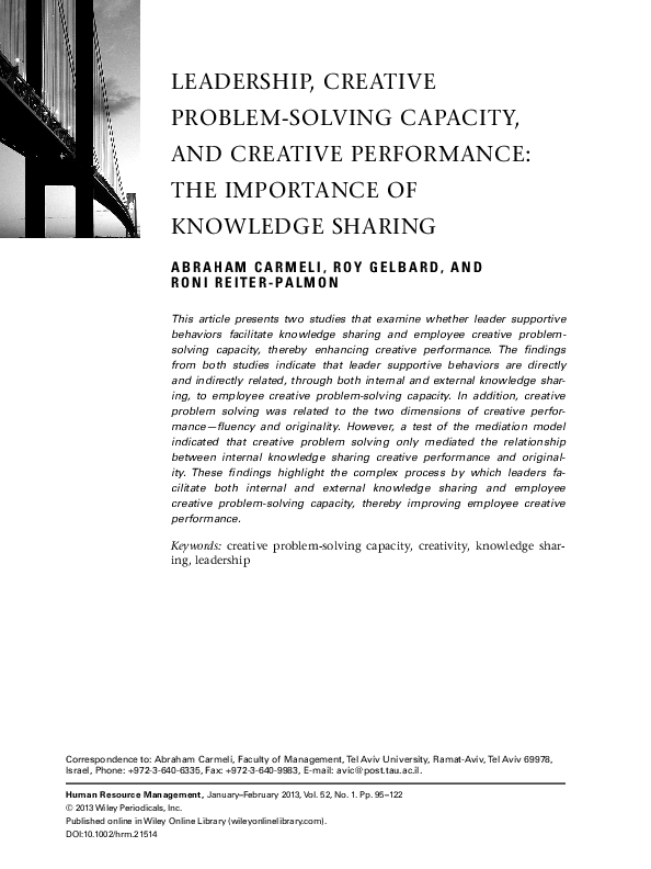 (PDF) Leadership, Creative Problem-Solving Capacity, and Creative ...