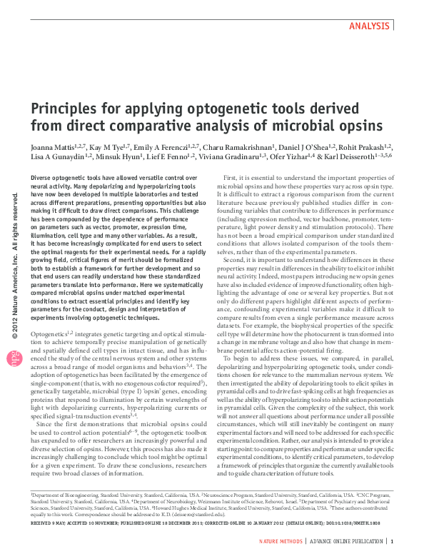 (PDF) Principles for applying optogenetic tools derived from direct ...
