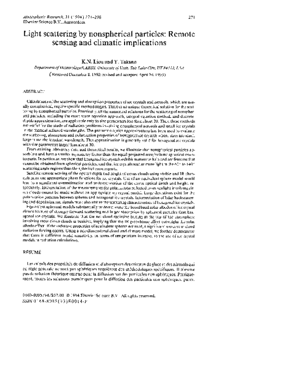 (PDF) Light scattering by nonspherical particles: Remote sensing and ...