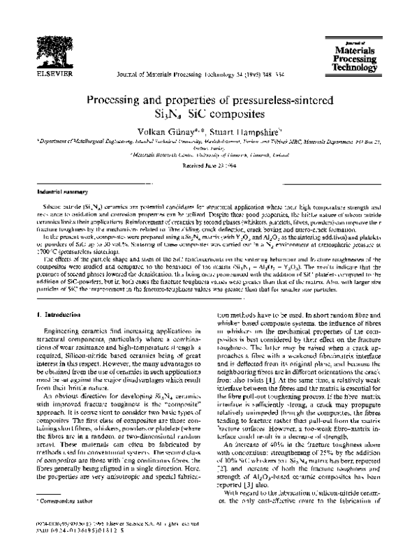 (PDF) Processing and properties of pressureless-sintered Si 3N 4?SiC ...