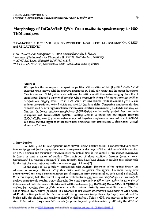 (PDF) Morphology of InGaAs/InP QWs : from excitonic spectroscopy to HR ...