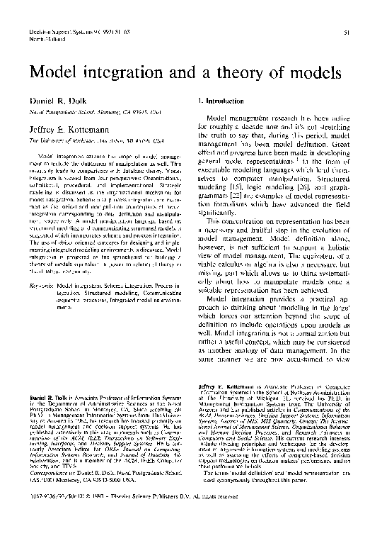 (PDF) Model integration and a theory of models