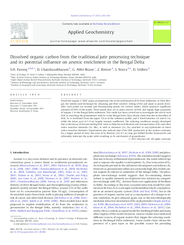 (PDF) Dissolved organic carbon from the traditional jute processing