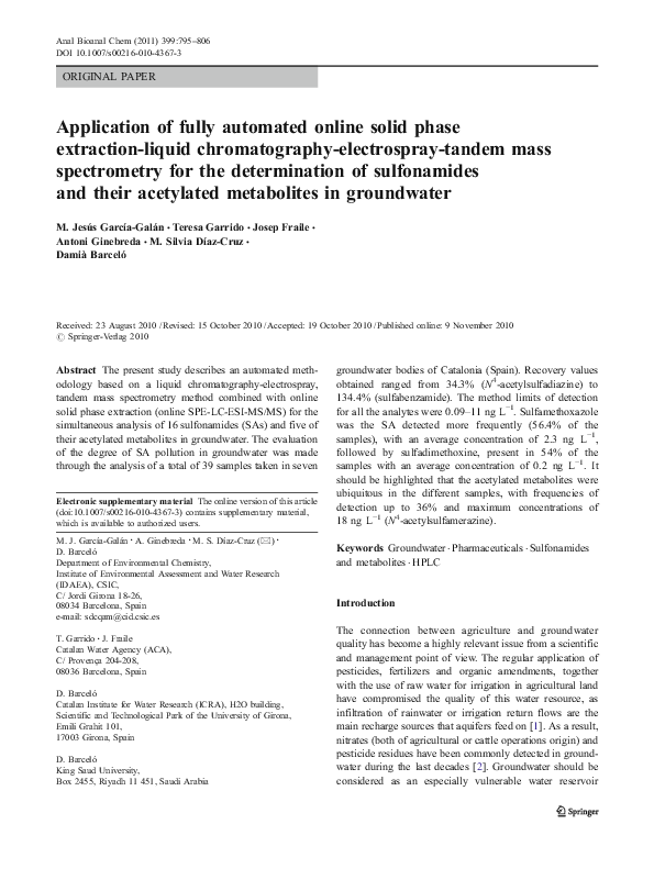 (PDF) Application of fully automated online solid phase extraction ...