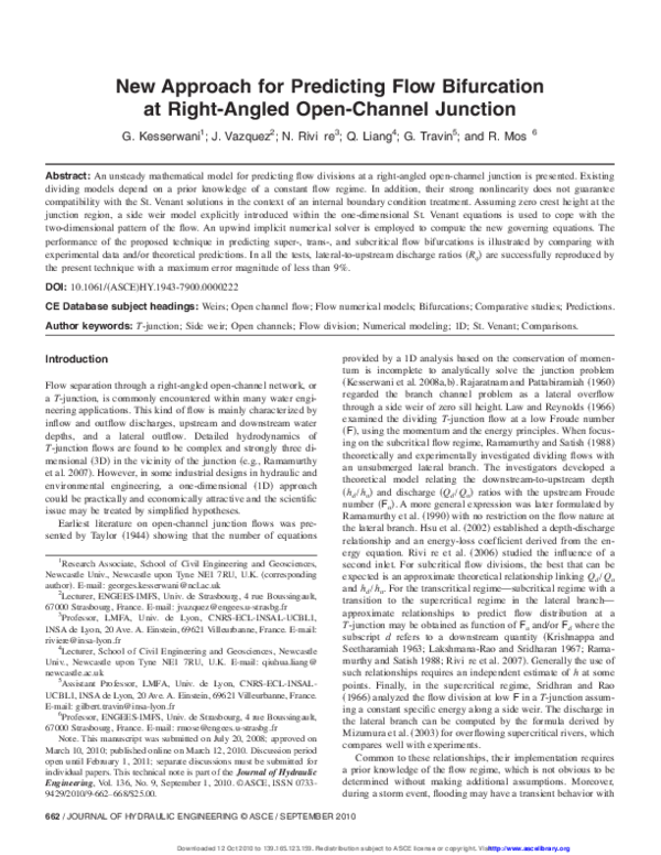 (PDF) New Approach for Predicting Flow Bifurcation at Right-Angled Open ...