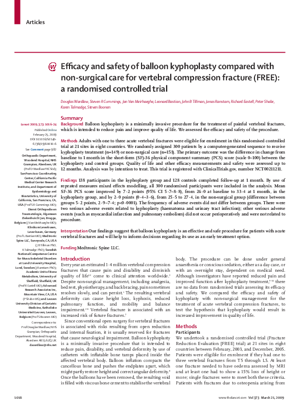 (PDF) Efficacy and safety of balloon kyphoplasty compared with non ...