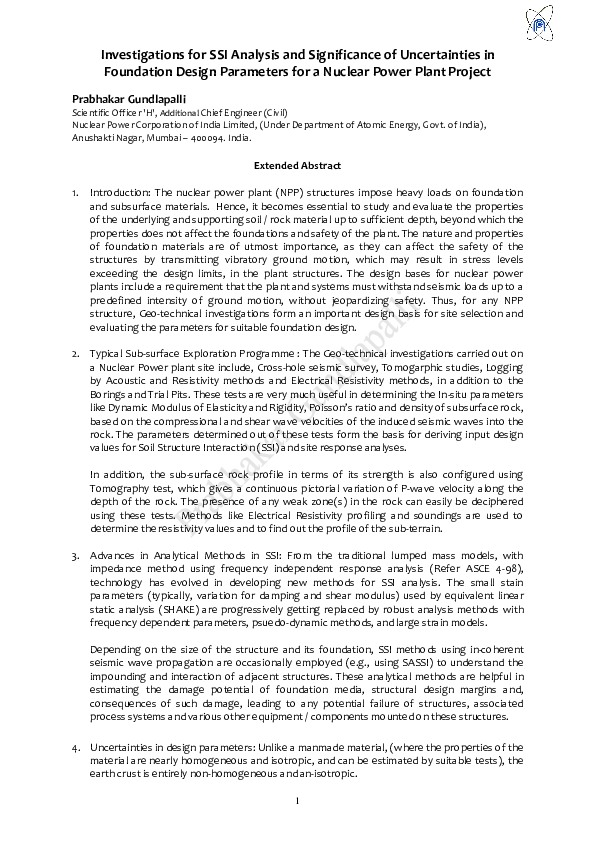 (PDF) Investigations for SSI Analysis and Significance of Uncertainties ...