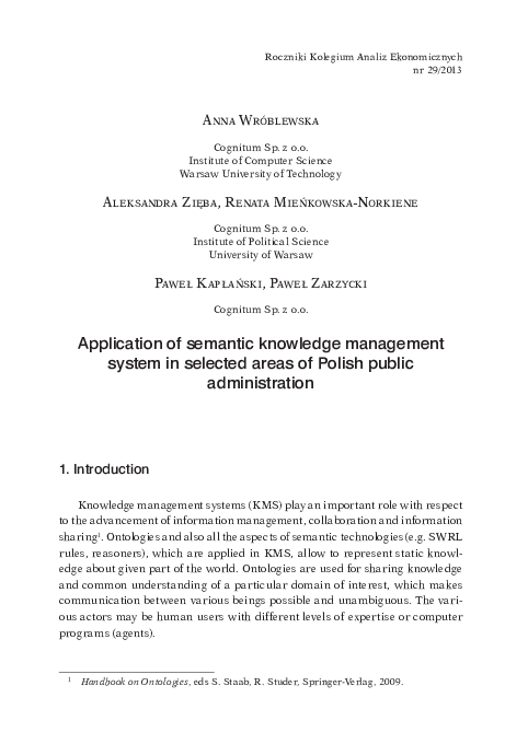 (PDF) Application of semantic knowledge management system in selected ...