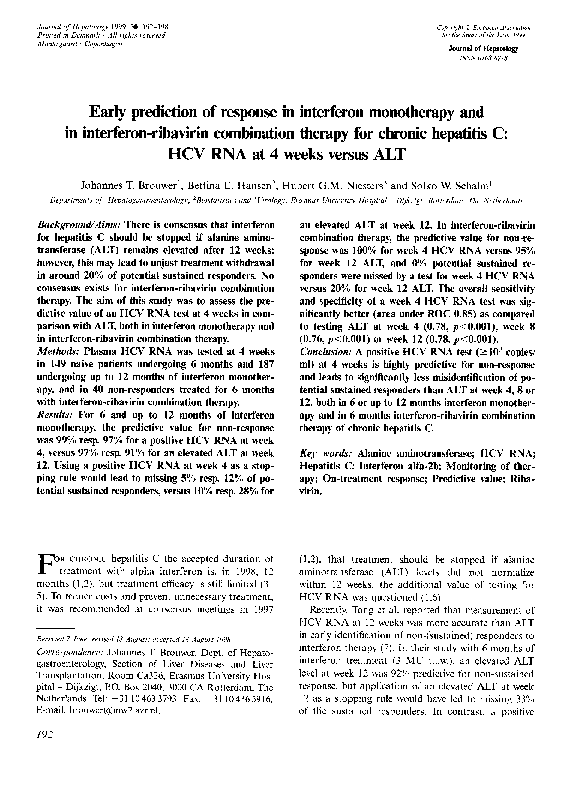 (PDF) Early prediction of response in interferon monotherapy and in ...