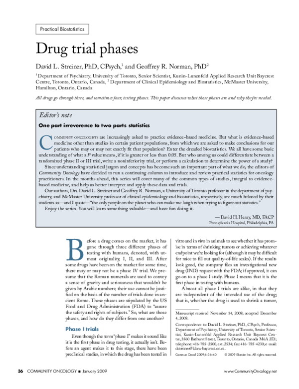 (PDF) Drug trial phases David Streiner Academia.edu