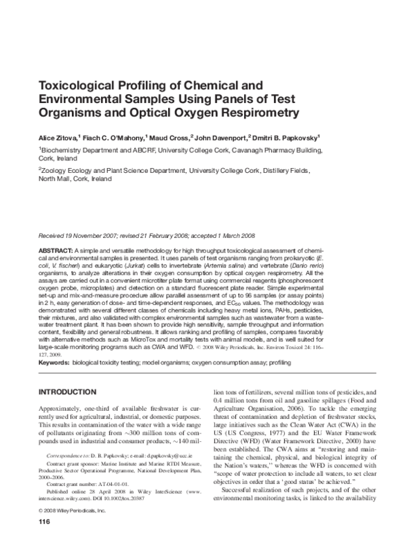 (PDF) Toxicological profiling of chemical and environmental samples ...