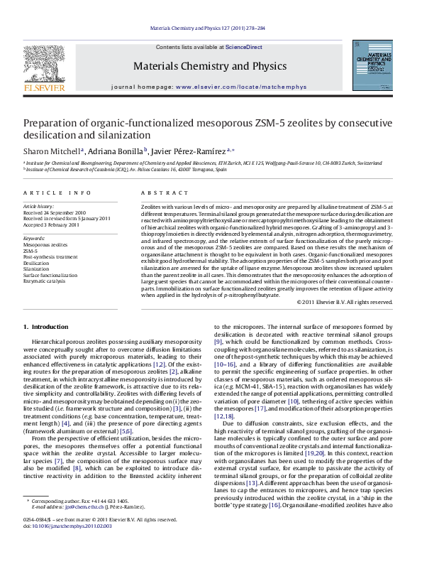 (PDF) Preparation of organic-functionalized mesoporous ZSM-5 zeolites ...