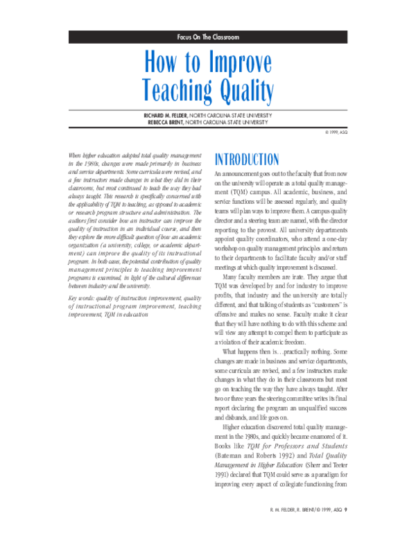 (PDF) How to improve teaching quality