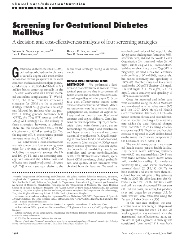 (PDF) Screening for gestational diabetes mellitus: Does one size fit all?