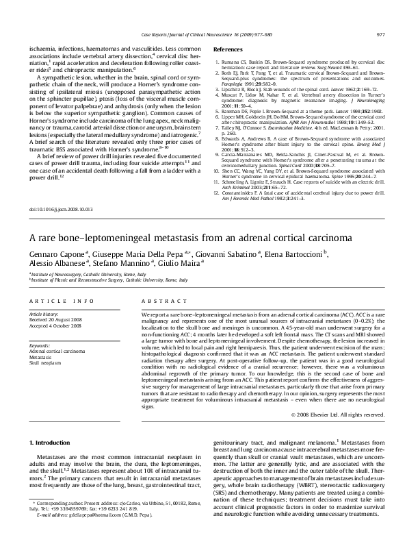 (PDF) A rare boneleptomeningeal metastasis from an adrenal cortical