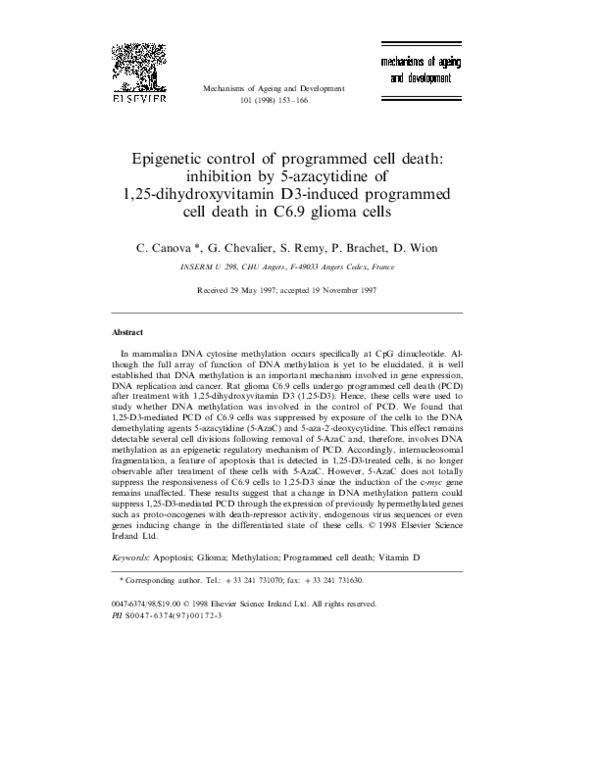 (PDF) Epigenetic control of programmed cell death: inhibition by 5 ...
