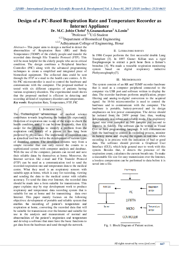 (PDF) Design of a PC-Based Respiration Rate and Temperature Recorder as ...